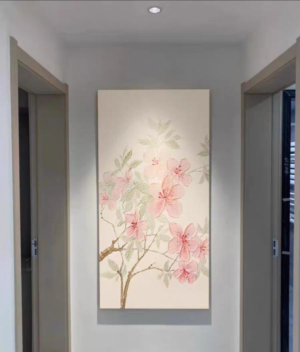 手繪油畫現代奶油色調玉桃紅花裝飾畫設計師最愛首選 手繪油畫現代奶油色調玉桃紅花裝飾畫設計師最愛首選