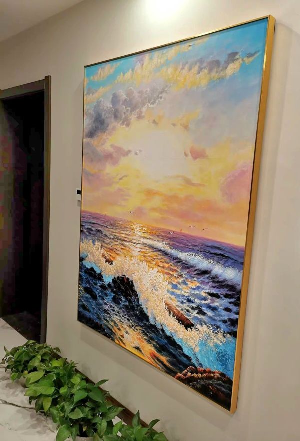 手繪油畫厚油立體海上晨曦裝飾畫藝術掛畫辦公室客廳玄關買畫首選四十年老店經營購買有保障 手繪油畫厚油立體海上晨曦裝飾畫藝術掛畫辦公室客廳玄關買畫首選四十年老店經營購買有保障