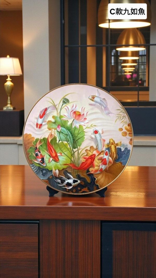 獨家圓形三款推薦手繪油畫九如魚荷包滿滿藝術掛畫送禮自用買畫首選 掛畫, 油畫, 開運招財, 客廳掛畫,買畫,九如魚,圓形掛畫,桃園買畫