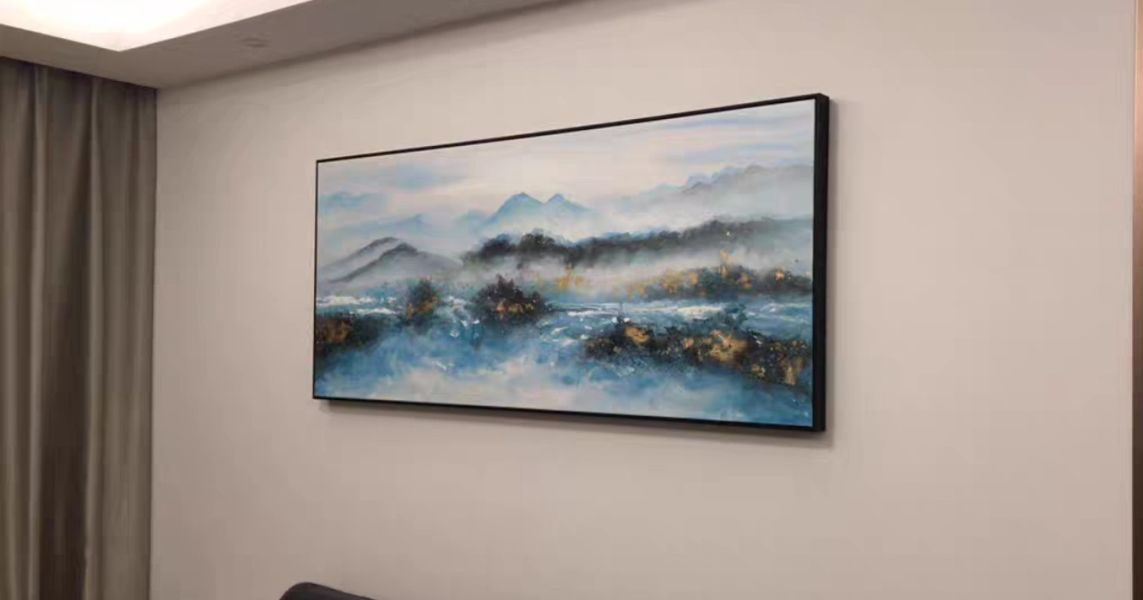 手繪油畫當代蔚藍抽象山水藝術掛畫設計師推薦沙發牆裝飾畫 手繪油畫蔚藍抽象山水藝術掛畫設計師推薦沙發牆裝飾畫