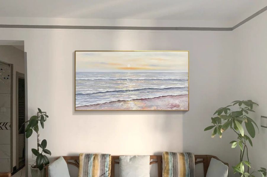 手繪油畫海上日出裝飾畫沙發牆客廳送禮自用藝術掛畫 手繪油畫海上日出裝飾畫沙發牆客廳送禮自用藝術掛畫