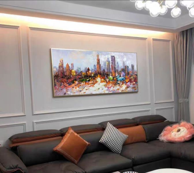 手繪油畫現代抽象城市裝飾畫沙發牆藝術掛畫設計師推薦 手繪油畫現代抽象城市裝飾畫沙發牆藝術掛畫設計師推薦