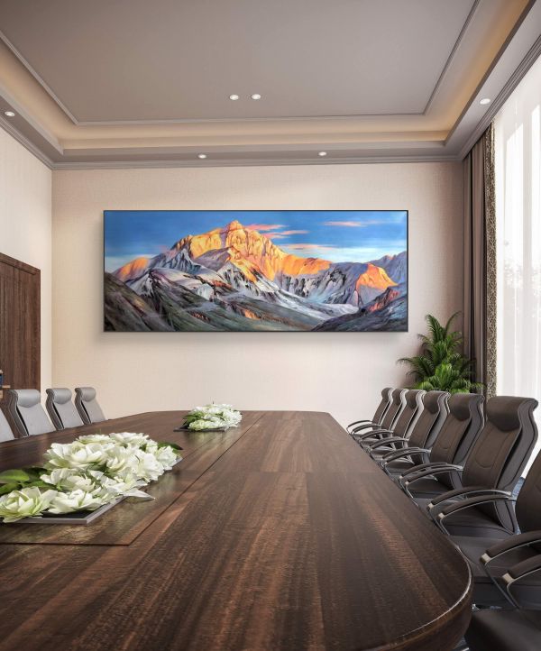 精選三款手繪油畫會議室簽約室掛畫首選靠山油畫貴人相助事業蒸蒸日上 掛畫, 油畫, 開運招財, 客廳掛畫, 招財, 開運, 風水畫, 山水畫,靠山圖,買畫,新麗畫廊