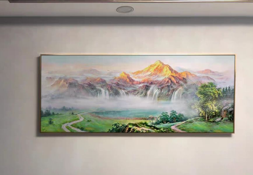 手繪油畫歐式金山財路亨通裝飾畫藝術掛畫沙發牆買畫首選 手繪油畫歐式山水財路亨通裝飾畫藝術掛畫買畫首選