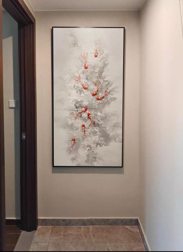 手繪油畫時尚現代九如魚沙發牆玄關裝飾畫藝術掛畫設計師推薦掛畫 手繪油畫時尚現代九如魚沙發牆玄關裝飾畫藝術掛畫設計師推薦掛畫