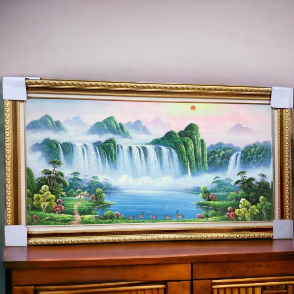 手繪油畫旭日東昇招財五鹿聚寶盆右流向風水師推薦財位掛畫客廳辦公室山水畫買畫首選四十年實體老店經營品質保證 手繪油畫旭日東昇招財五鹿聚寶盆右流向風水師推薦財位掛畫客廳辦公室山水畫買畫首選四十年實體老店經營品質保證