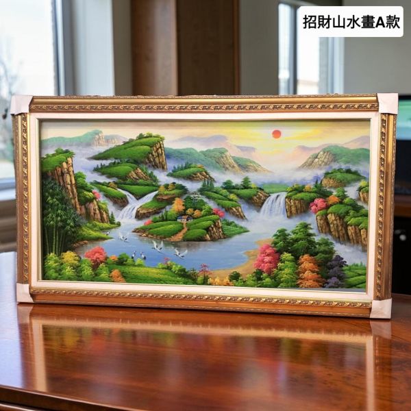 手繪油畫風水師推薦精選四款招財聚寶盆山水畫辦公室掛畫客廳掛畫風水掛畫買畫首選 風水畫, 山水畫, 招財聚寶盆, 玄關畫, 發財樹, 裝飾畫, 金箔畫, 開運畫, 新麗畫廊