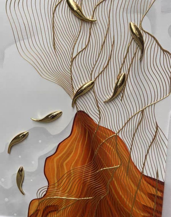 獨家手繪油畫立體金魚聚財九魚圖事業順運風水師推薦玄關客廳財位掛畫 客廳風水, 開運招財樹, 油畫 花, 九如, 圓形畫,九魚圖,油畫,桃園買畫,台北買畫,新麗畫廊