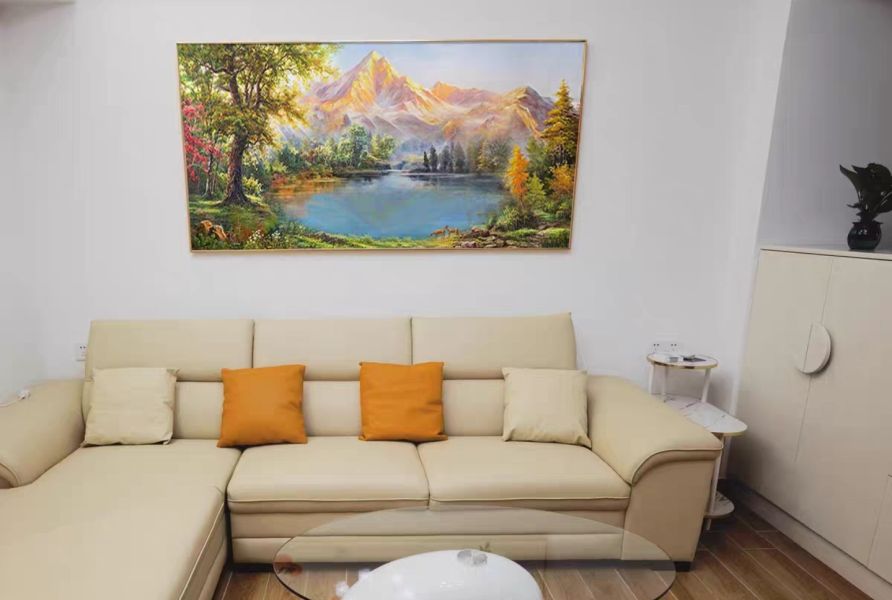 手繪油畫歐式聚寶盆山水畫雙鹿招財裝飾畫藝術掛畫 手繪油畫歐式聚寶盆山水畫雙鹿招財裝飾畫藝術掛畫