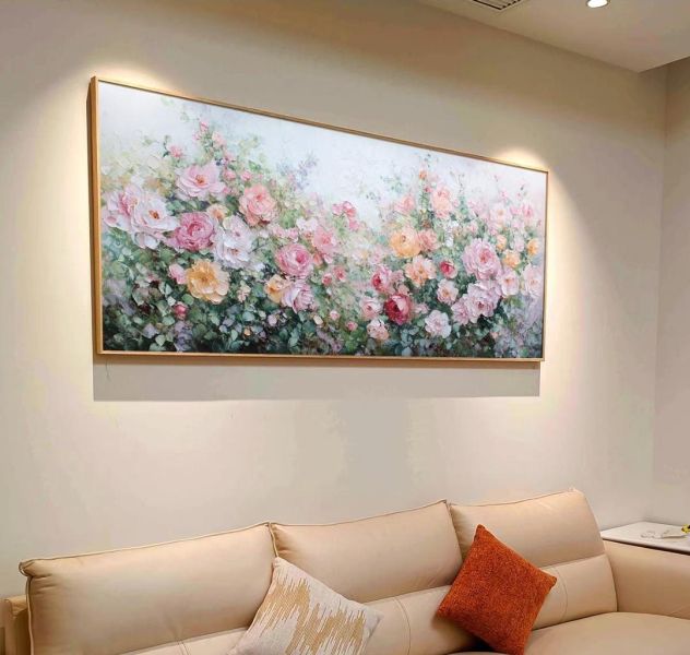 手繪油畫《花語輕語》現代裝飾畫客廳沙發牆必備掛畫奶油系優雅油畫送禮自用買畫首選 現代藝術畫, 陽光畫, 畫 收藏, 花 畫 開運, 裝飾畫,掛畫,手繪油畫,買畫,新麗畫廊