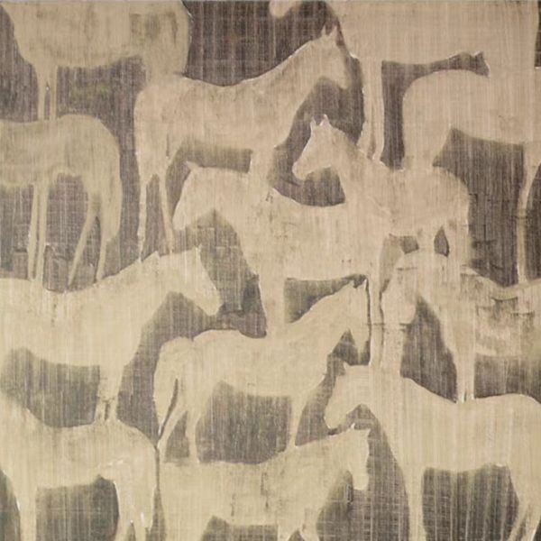 手繪油畫神夢之馬侘寂風客廳玄關裝飾畫無框畫 手繪油畫神夢之馬侘寂風客廳玄關裝飾畫無框畫