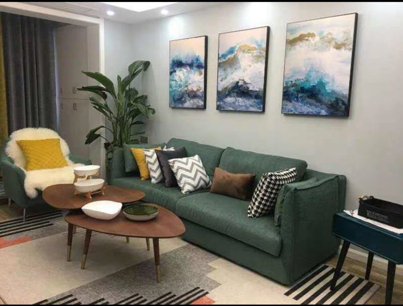 三拼手繪油畫抽象金箔雲海裝飾畫客廳沙發牆設計師推薦掛畫 三拼手繪油畫抽象金箔雲海裝飾畫設計款掛畫