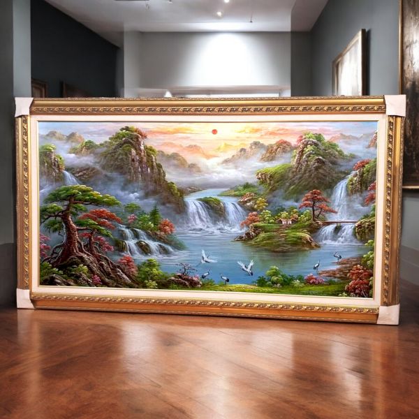 手繪油畫風水師推薦旭日東昇八方聚財寶庫山水畫財位必備掛畫辦公室掛畫四十年老店經營品質保證 手繪油畫風水師推薦旭日東昇八方聚財寶庫山水畫財位必備掛畫辦公室掛畫四十年老店經營品質保證
