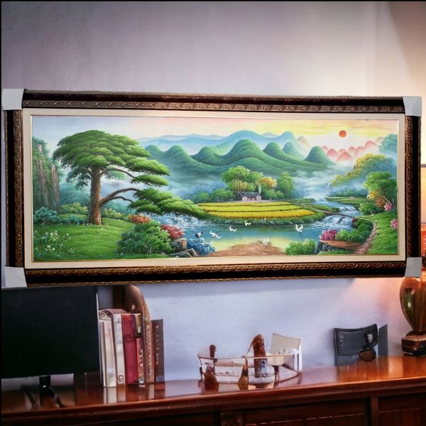 手繪油畫黃金豐收招財聚寶盆風水師推薦財位掛畫買畫首選客廳掛畫財位藝術掛畫 手繪油畫黃金豐收招財聚寶盆風水師推薦財位掛畫買畫首選
