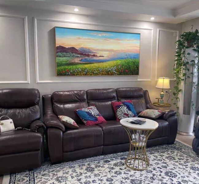 手繪油畫現代歐式藍天大海療癒裝飾畫客廳沙發牆買畫首選 手繪油畫現代歐式藍天大海療癒裝飾畫客廳沙發牆買畫首選