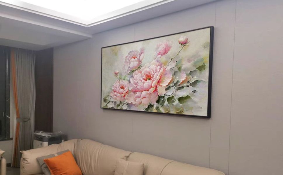 手繪油畫歐式牡丹花立體肌理裝飾畫藝術掛畫送禮自用 手繪油畫歐式牡丹花立體肌理裝飾畫藝術掛畫送禮自用