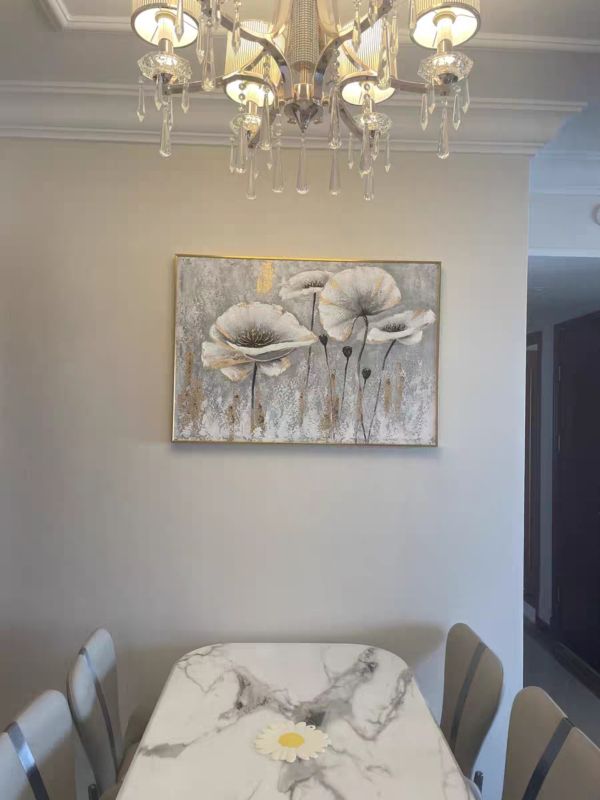 手繪油畫現代厚油肌理典雅花卉裝飾畫客廳餐桌 手繪油畫現代厚油肌理典雅花卉裝飾畫客廳餐桌