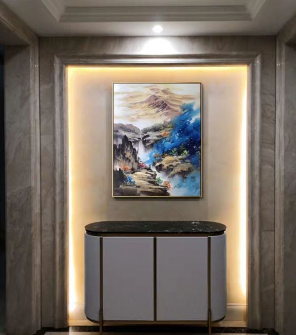 手繪油畫現代抽象山水開運招財客廳玄關辦公室首選掛畫無框畫 手繪油畫現代抽象山水開運招財客廳玄關辦公室首選掛畫無框畫