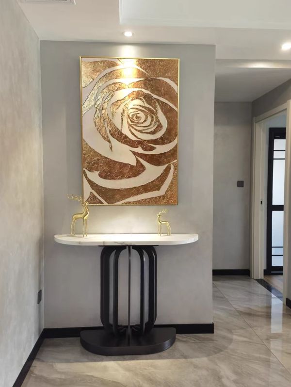 手繪油畫金箔輕奢玫瑰抽象無框畫裝飾畫掛畫玄關客廳 手繪油畫金箔輕奢玫瑰抽象無框畫裝飾畫掛畫玄關客廳