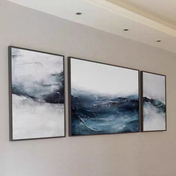 三拼手繪油畫立體肌理抽象裝飾畫現代裝潢送禮首選 三拼手繪油畫立體肌理抽象裝飾畫現代裝潢送禮首選