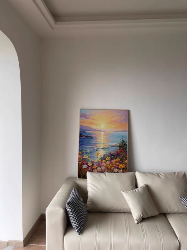 手繪油畫高訂款晨曦海岸花田裝飾畫藝術掛畫送禮自用 手繪油畫高訂款晨曦海岸花田裝飾畫藝術掛畫送禮自用