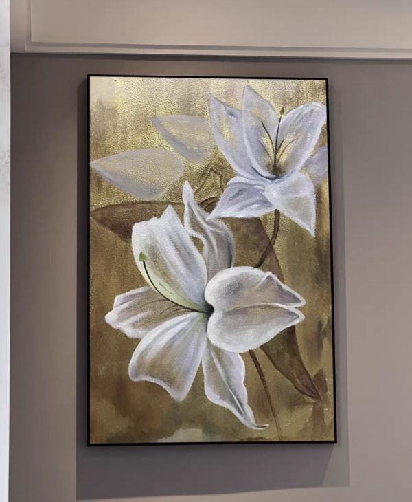 手繪油畫金底水仙花語自信思念裝飾畫客廳沙發牆送禮自用 手繪油畫金底水仙花語自信思念裝飾畫客廳沙發牆送禮自用