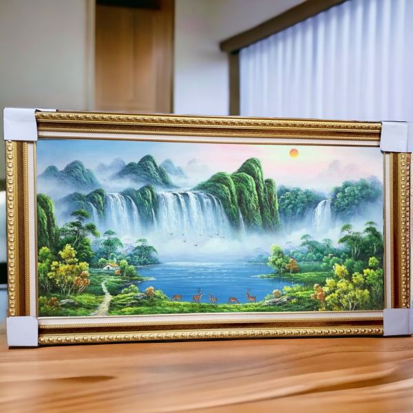 手繪油畫開運招財五鹿左右逢源聚寶盆風水師推薦財位掛畫 手繪油畫招財五鹿八方聚財聚寶盆風水師推薦財位掛畫