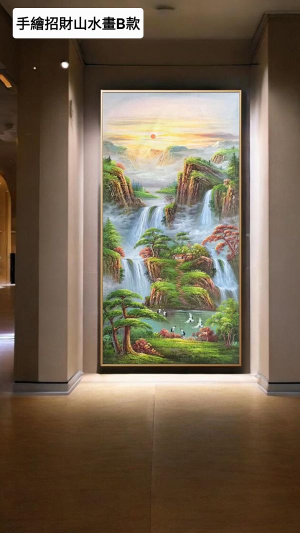 精選三款手繪油畫招財風水招財畫客廳辦公室必備財位掛畫命理師推薦買畫首選 開運招財掛畫, 風水畫 手繪, 開運畫,山水畫,買畫,桃園畫廊,新麗畫廊,風水畫