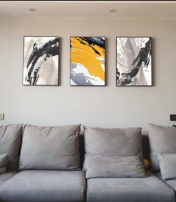 三拼手繪油畫獨家現代抽象立體肌理沙發牆裝飾畫 三拼手繪油畫獨家現代抽象立體肌理沙發牆裝飾畫