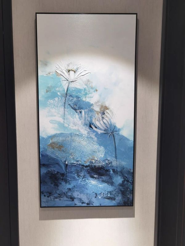 手繪油畫典雅細緻荷花客廳玄關裝飾畫設計師最愛 手繪油畫典雅細緻荷花客廳玄關裝飾畫設計師最愛