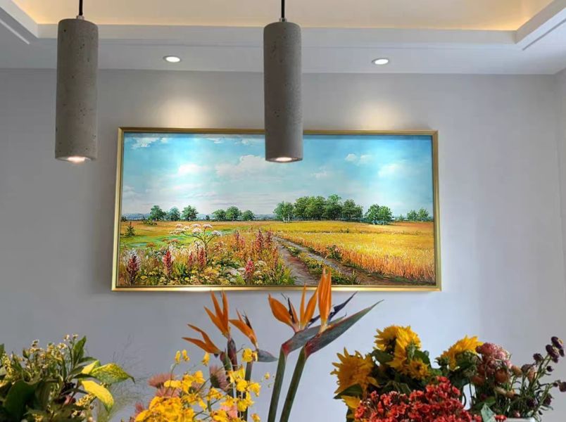 手繪油畫高訂黃金稻穗風景藝術掛畫買畫首選送禮自用客廳沙發牆設計師推薦 手繪油畫美式黃金稻穗風景裝飾畫買畫首選送禮自用