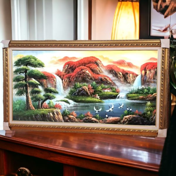 手繪油畫鴻圖大展鴻運當頭聚財山水畫風水畫買畫首選 手繪油畫鴻圖大展鴻運當頭聚財山水畫風水畫買畫首選