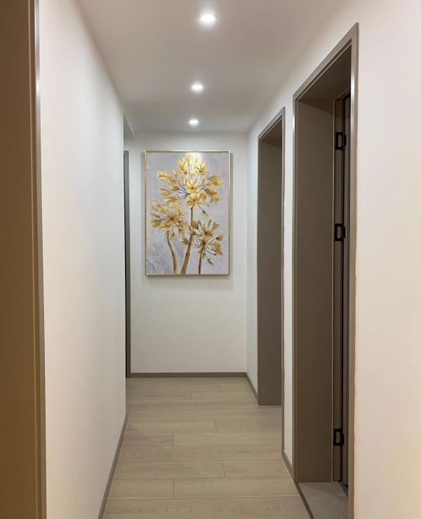 手繪油畫金箔花卉大方優雅裝飾畫客廳玄關藝術掛畫 手繪油畫金箔花卉大方優雅裝飾畫客廳玄關藝術掛畫