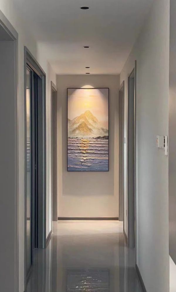 手繪油畫金山銀海金箔日出裝飾畫設計師推薦送禮自用 手繪油畫金山銀海金箔日出裝飾畫設計師推薦送禮自用