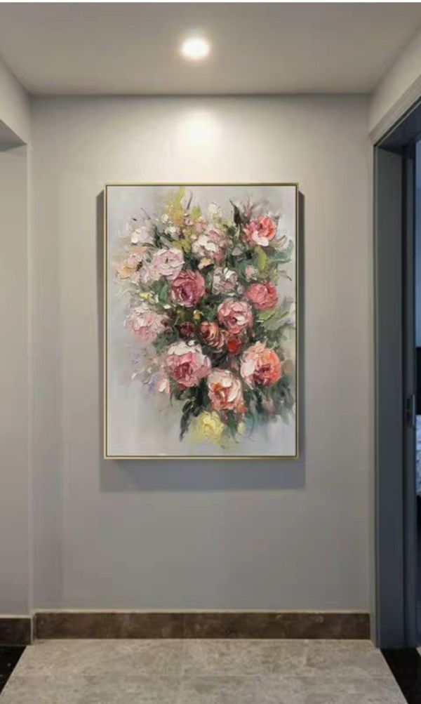 手繪油畫典雅氣質玫瑰客廳玄關裝飾畫藝術掛畫買畫首選 手繪油畫典雅氣質玫瑰客廳玄關裝飾畫藝術掛畫買畫首選