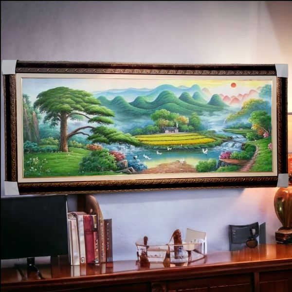 手繪油畫旭日東昇黃金豐收靠山左右逢源風水師推薦財位山水畫全台第一買畫首選 手繪油畫旭日東昇黃金豐收靠山左右逢源風水師推薦財位山水畫全台第一買畫首選掛畫, 油畫, 開運招財, 客廳掛畫, 招財, 開運, 風水畫, 山水畫, 招財聚寶盆, 玄關畫, 發財樹, 裝飾畫, 金箔畫, 開運畫, 玄關擺飾, 字畫, 藝術畫, 招財畫, 客廳畫, 財位