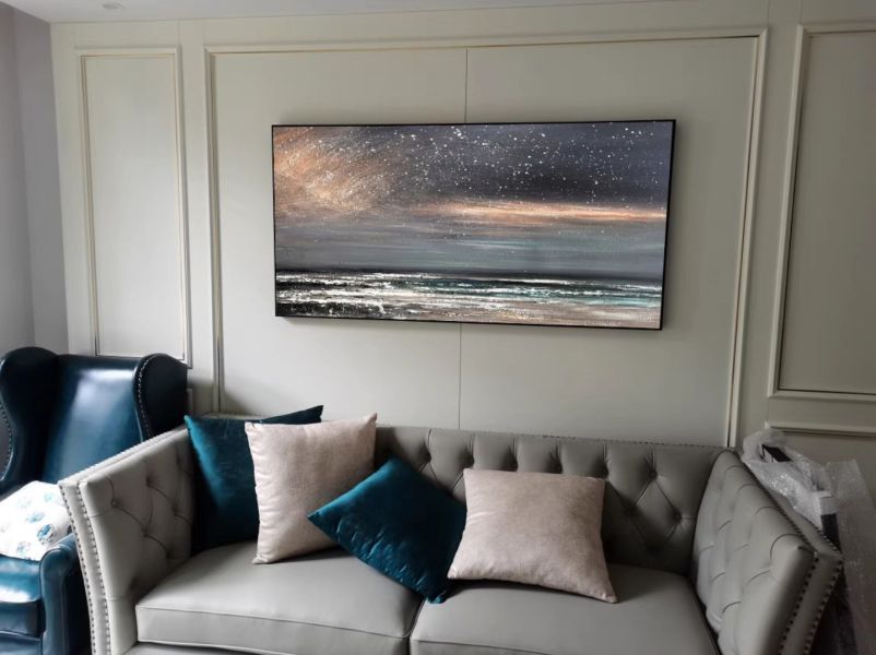 手繪油畫銀河星空黑白灰時尚裝飾畫設計師推薦藝術掛畫 手繪油畫銀河星空黑白灰時尚裝飾畫設計師推薦藝術掛畫