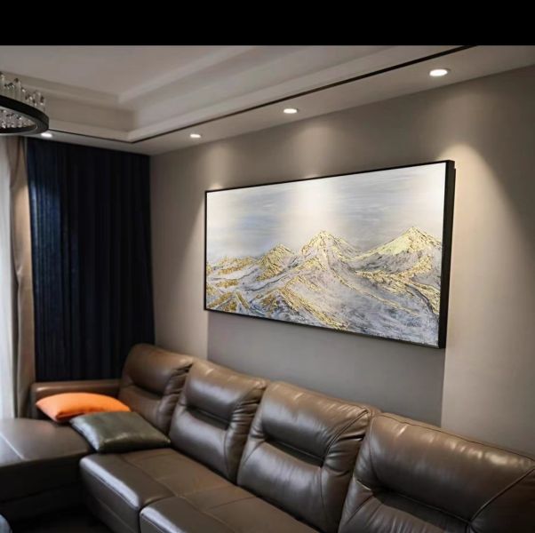 手繪油畫現代灰色調金箔靠山沙發牆辦公室裝飾畫送禮自用 手繪油畫現代灰色調金箔靠山沙發牆辦公室裝飾畫送禮自用