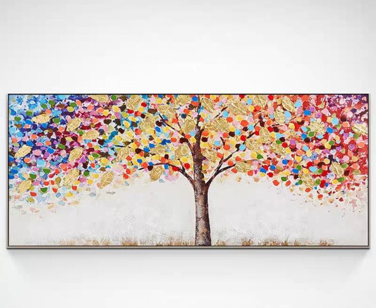 手繪油畫繽紛七彩守護大樹裝飾畫沙發牆掛畫設計師最愛 手繪油畫繽紛七彩守護大樹裝飾畫沙發牆掛畫設計師最愛