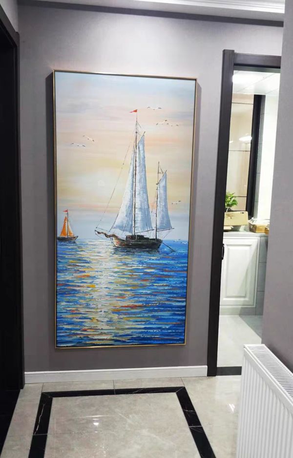 手繪油畫一帆風順滿載而歸客廳玄關裝飾畫藝術掛畫買畫首選 手繪油畫一帆風順滿載而歸客廳玄關裝飾畫藝術掛畫買畫首選