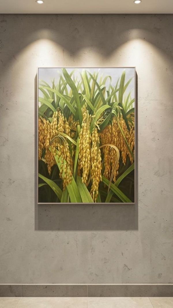 手繪油畫《穗滿豐年》五穀豐登稻穗結實累累藝術掛畫風水畫買畫首選 掛畫, 油畫, 開運招財, 客廳掛畫, 招財,稻穗油畫,豐收圖,五穀豐收,買畫,新麗畫廊
