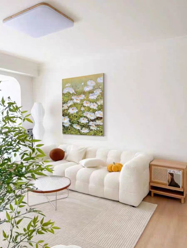 手繪油畫現代雛菊花田裝飾畫送禮自用綠植買畫首選 手繪油畫雛菊花田裝飾畫送禮自用買畫首選