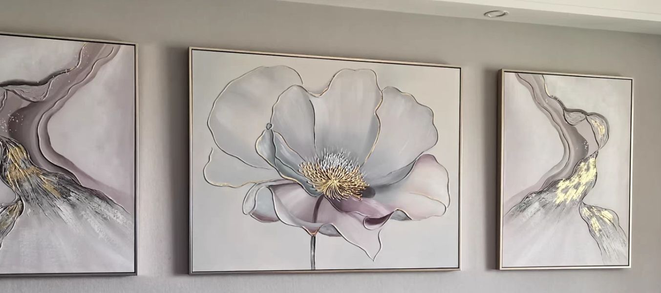 手繪油畫立體輕奢金箔花卉客廳玄關餐桌裝飾畫藝術掛畫 手繪油畫立體輕奢金箔花卉客廳玄關餐桌裝飾畫藝術掛畫