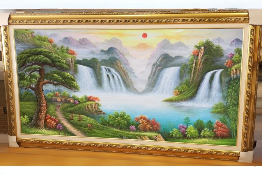 手繪油畫五路財神貴人相助公司辦公室風水師推薦財位必備掛畫四十年老店經營品質保證 風水 畫, 招財山水畫, 開運招財畫, 發財畫, 風水掛畫, 山水圖, 山水畫,買畫,新麗畫廊