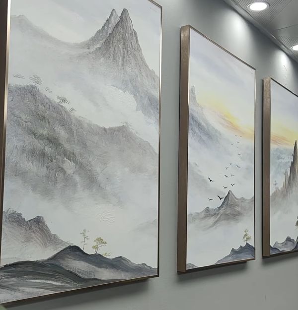 三拼手繪油畫現代靠山貴人聚財寶庫藝術掛畫風水師推薦靠山掛畫送禮自用 三拼手繪油畫現代靠山貴人聚財寶庫藝術掛畫風水師推薦靠山掛畫送禮自用