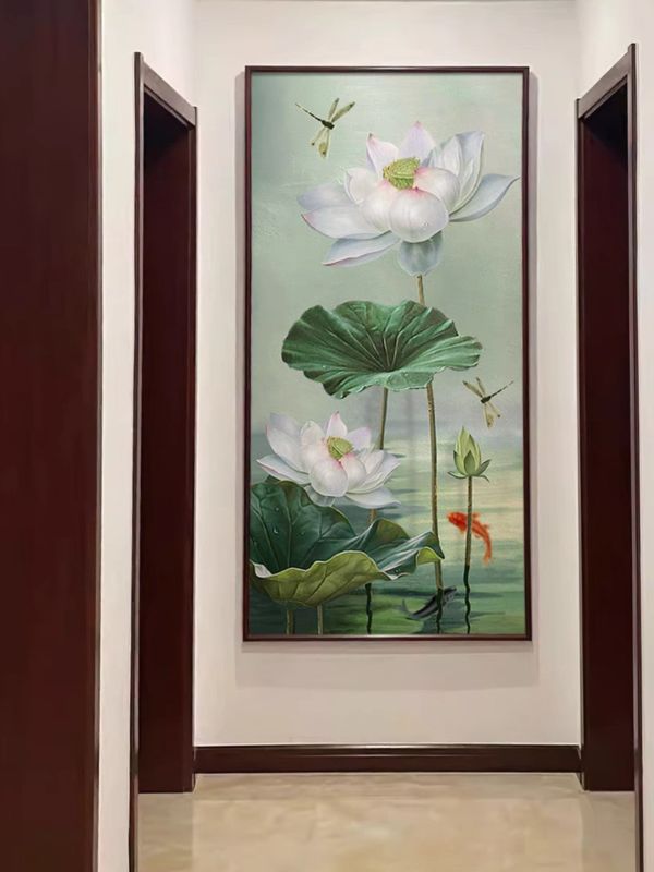 手繪油畫高訂款寫實荷葉連連裝飾畫藝術掛畫無框畫買畫首選 手繪油畫高訂款寫實荷葉連連裝飾畫藝術掛畫無框畫買畫首選