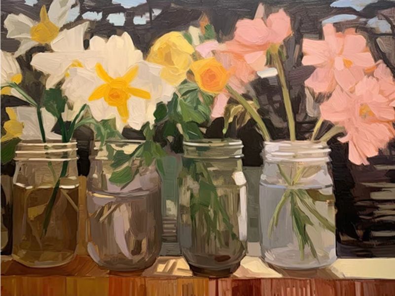 手繪油畫瓶中花歐式風格裝飾畫客廳臥房藝術掛畫 手繪油畫瓶中花歐式風格裝飾畫客廳臥房藝術掛畫