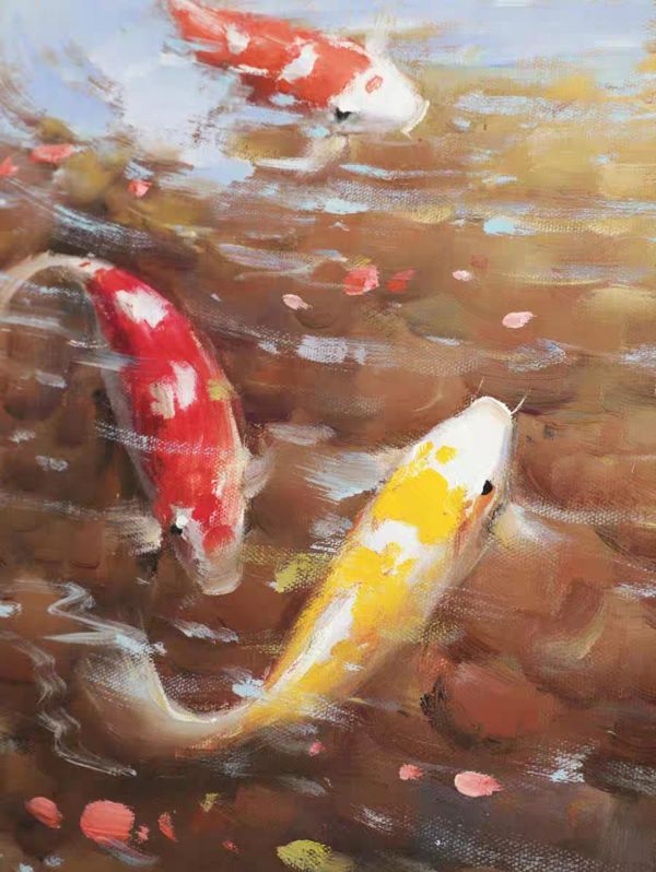 手繪油畫現代九如魚富貴有餘裝飾畫玄關沙發牆買畫首選 手繪油畫現代九如魚富貴有餘裝飾畫玄關沙發牆買畫首選
