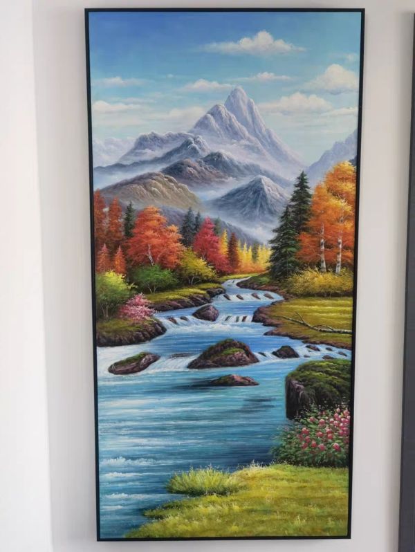 手繪油畫招財山水畫向右左水流財位必備風水畫裝飾畫 手繪油畫招財山水畫向右左水流財位必備風水畫裝飾畫