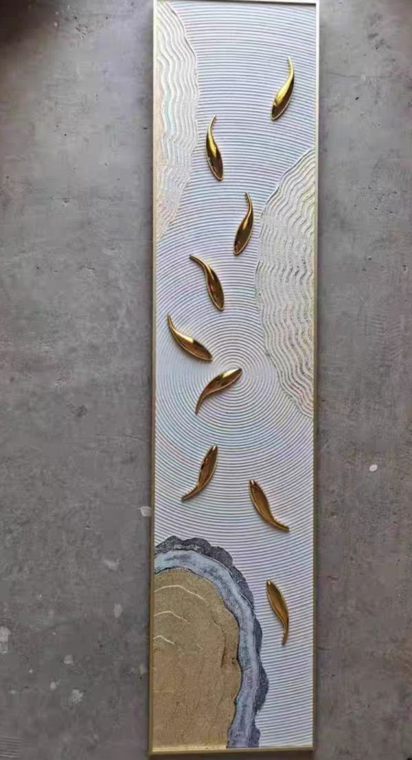獨家販售手繪油畫侘寂禪風立體九如魚厚油肌理裝飾畫 獨家販售手繪油畫侘寂禪風立體九如魚厚油肌理裝飾畫